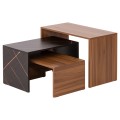 COFFEE TABLES 3PCS SET BENTIL FK9444.12 MELAMINE IN WALNUT-BLACK MARBLE 65x35x45Hcm. COFFEE TABLES 3PCS SET BENTIL FK9444.12 MELAMINE IN WALNUT-BLACK MARBLE 65x35x45Hcm.