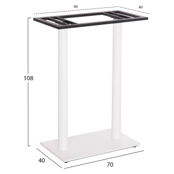 BASE FOR BAR TABLE FK480.02 TWO LEGS-METAL IN WHITE MATTE COLOR 80x40x108Hcm.