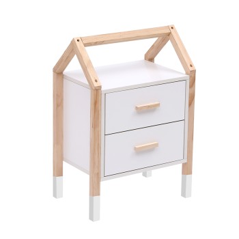 KIDS' NIGHTSTAND PEPE FK2489.03 WHITE MELAMINE-PINE WOOD IN NATURAL COLOR 46x30x67Hcm.