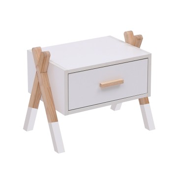 NIGHTSTAND PASCHAL FK2497.03 WHITE MELAMINE-PINE WOOD IN NATURAL COLOR 46x30x38Hcm.