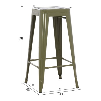 BAR STOOL MELITA-PRO FK8642.43 METAL IN DARK OLIVE 43x43x78Hcm.
