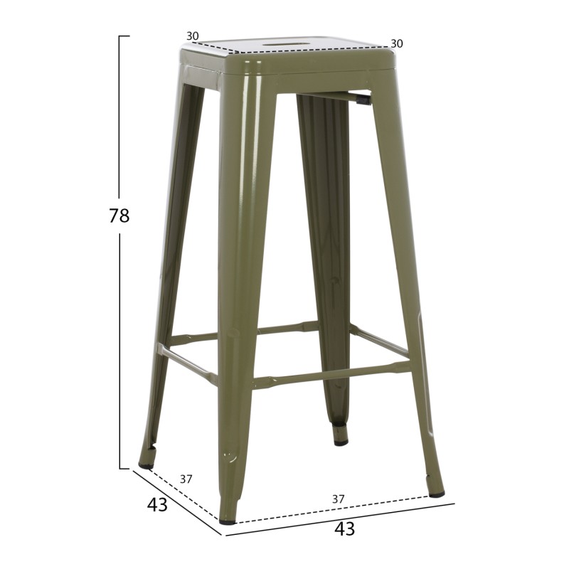 BAR STOOL MELITA-PRO FK8642.43 METAL IN DARK OLIVE 43x43x78Hcm. BAR STOOL MELITA-PRO FK8642.43 METAL IN DARK OLIVE 43x43x78Hcm.