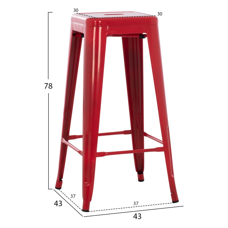 BAR STOOL MELITA-PRO FK8642.44 METAL IN RED 43x43x78Hcm. BAR STOOL MELITA-PRO FK8642.44 METAL IN RED 43x43x78Hcm.
