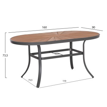 OUTDOOR OVAL DINING TABLE TELAMO FK6288.01 ANTHRACITE ALUMINUM-POLYWOOD IN NATURAL 160x90x73,5Hcm. OUTDOOR OVAL DINING TABLE TELAMO FK6288.01 ANTHRACITE ALUMINUM-POLYWOOD IN NATURAL 160x90x73,5Hcm.