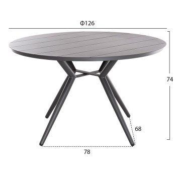 ROUND ALUMINUM TABLE HIGER FK6290.01 GREY Φ126x74Hcm. ROUND ALUMINUM TABLE HIGER FK6290.01 GREY Φ126x74Hcm.
