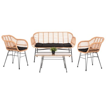 OUTDOOR LOUNGE SET 4PCS ALLEGRA FK21052 WICKER-METAL