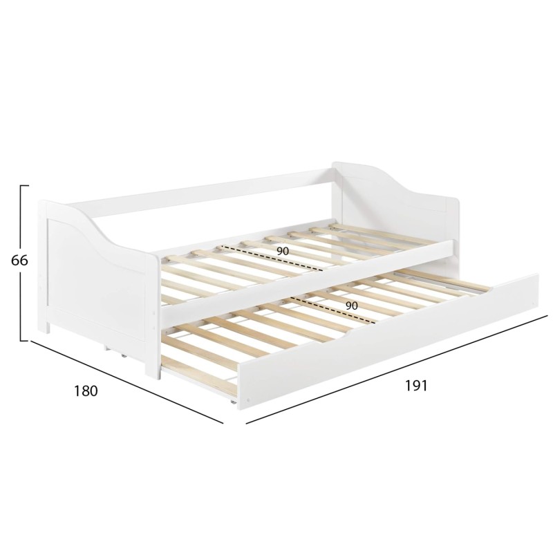 SOFABED TRADDY FK704.03 PINE WOOD IN WHITE FOR MATTRESSES 190x90cm. SOFABED TRADDY FK704.03 PINE WOOD IN WHITE FOR MATTRESSES 190x90cm.