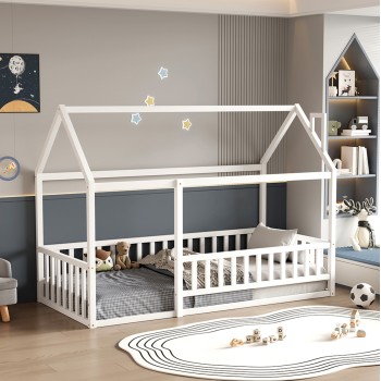 BED FOR KIDS WITH RAILINGS HOUSER FK706.03 t.MONTESSORI SOLID PINE WOOD IN WHITE- 190x90cm. BED FOR KIDS WITH RAILINGS HOUSER FK706.03 t.MONTESSORI SOLID PINE WOOD IN WHITE- 190x90cm.