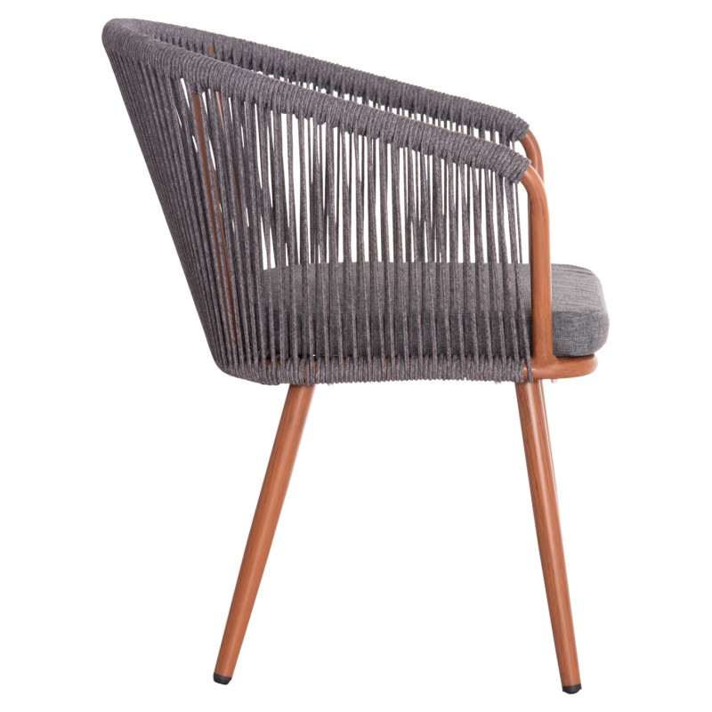 DINING CHAIR HARRIET FK5548.11 ALUMINUM BROWN FRAME-GREY P.E.ROPE 60x62x80,5Hcm. DINING CHAIR HARRIET FK5548.11 ALUMINUM BROWN FRAME-GREY P.E.ROPE 60x62x80,5Hcm.