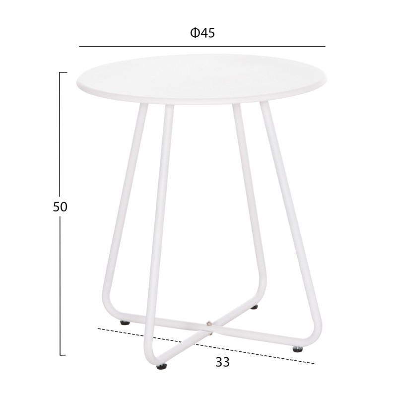 SIDE TABLE ROUND SAMMON FK6271.02 METAL IN WHITE COLOR Φ45x50Hcm.