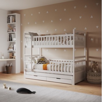 CHILDREN'S BUNKBED WITH 3 BEDS & 2 DRAWERS TRIPLON FK709.03 PINE WOOD 90x190-200cm