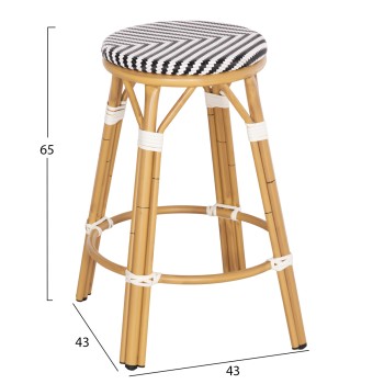 ALUMINUM MEDIUM HEIGHT BAR STOOL CHINO FK6286.03 BAMBOO LOOK & TEXTILENE BLACK 43x43x65Hcm. ALUMINUM MEDIUM HEIGHT BAR STOOL CHINO FK6286.03 BAMBOO LOOK & TEXTILENE BLACK 43x43x65Hcm.