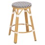 ALUMINUM MEDIUM HEIGHT BAR STOOL CHINO FK6286.03 BAMBOO LOOK & TEXTILENE BLACK 43x43x65Hcm.