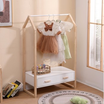 KIDS' HANGER WITH DRAWER PEPE FK2492.03 MELAMINE-PINE WOOD 80x40x125Hcm. KIDS' HANGER WITH DRAWER PEPE FK2492.03 MELAMINE-PINE WOOD 80x40x125Hcm.