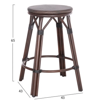 ALUMINUM MEDIUM HEIGHT BAR STOOL CHINO FK6286.01 BAMBOO LOOK & TEXTILENE IN BROWN 43x43x65Hcm. ALUMINUM MEDIUM HEIGHT BAR STOOL CHINO FK6286.01 BAMBOO LOOK & TEXTILENE IN BROWN 43x43x65Hcm.