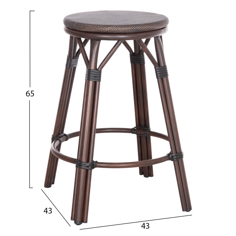 ALUMINUM MEDIUM HEIGHT BAR STOOL CHINO FK6286.01 BAMBOO LOOK & TEXTILENE IN BROWN 43x43x65Hcm. ALUMINUM MEDIUM HEIGHT BAR STOOL CHINO FK6286.01 BAMBOO LOOK & TEXTILENE IN BROWN 43x43x65Hcm.