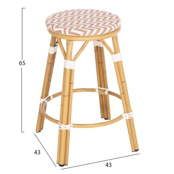 ALUMINUM MEDIUM HEIGHT BAR STOOL CHINO FK6286.04 BAMBOO LOOK IN NATURAL & TEXTILENE 43x43x65Hcm. ALUMINUM MEDIUM HEIGHT BAR STOOL CHINO FK6286.04 BAMBOO LOOK IN NATURAL & TEXTILENE 43x43x65Hcm.