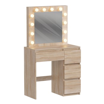 DRESSING TABLE WITH LED LIGHTS & DRAWERS KEITLIN FK2499.01 MELAMINE IN SONAMA 80x40x140Hcm.