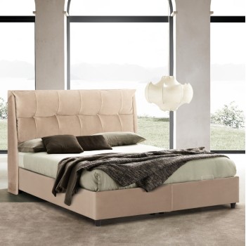 BED WITH STORAGE SPACE DREAMLET FK716 BEIGE VELVET -FOR MATTRESS 160x200cm. BED WITH STORAGE SPACE DREAMLET FK716 BEIGE VELVET -FOR MATTRESS 160x200cm.