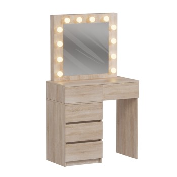 DRESSING TABLE WITH LED LIGHTS & DRAWERS BEYON FK2500.01 MELAMINE IN SONAMA 112.5x40.5x140Hcm.
