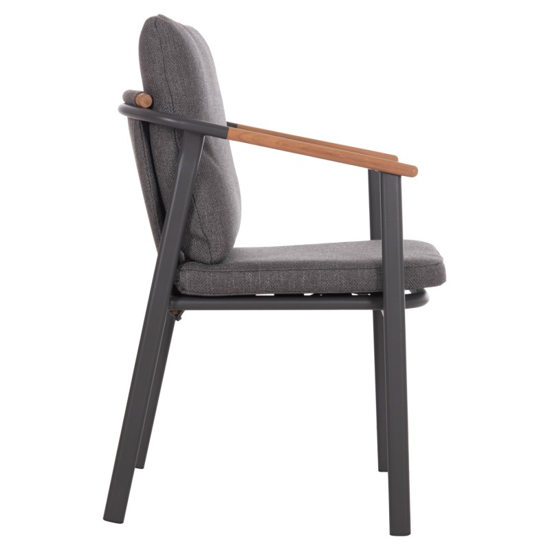 ALUMINUM DINING CHAIR SENTI FK6204.01 FRAME & OLEFIN FABRIC IN DARK GREY 60x55.5x90Hcm. ALUMINUM DINING CHAIR SENTI FK6204.01 FRAME & OLEFIN FABRIC IN DARK GREY 60x55.5x90Hcm.