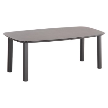 OUTDOOR DINING TABLE DOSUN FK6202.01 DARK GREY ALUMINUM-3D PRINT GLASS TOP IN CERAMIC LOOK 220x100x75H