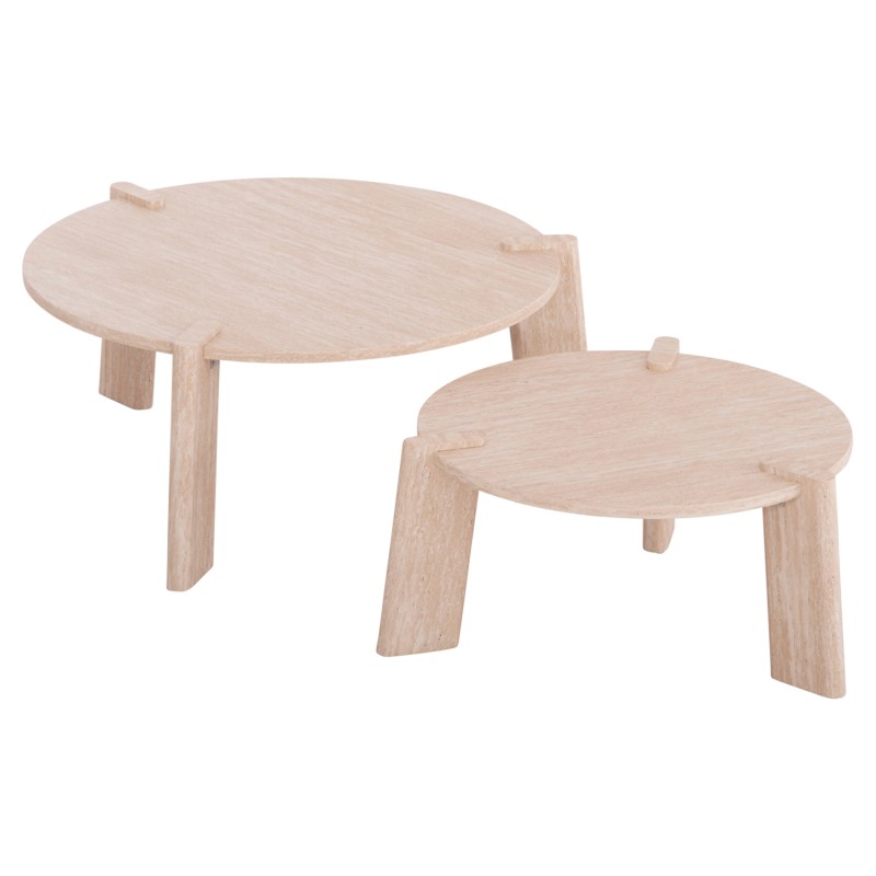SET 2PCS COFFEE TABLES EQUIL FK9943.01 MDF WITH MELAMINE COVER-NATURAL WOOD COLOR 66x66cm + 87x87cm