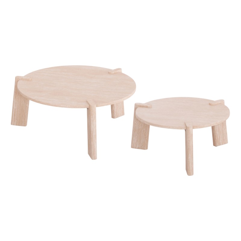 SET 2PCS COFFEE TABLES EQUIL FK9943.01 MDF WITH MELAMINE COVER-NATURAL WOOD COLOR 66x66cm + 87x87cm