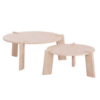 SET 2PCS COFFEE TABLES EQUIL FK9943.01 MDF WITH MELAMINE COVER-NATURAL WOOD COLOR 66x66cm + 87x87cm