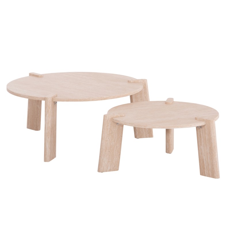 SET 2PCS COFFEE TABLES EQUIL FK9943.01 MDF WITH MELAMINE COVER-NATURAL WOOD COLOR 66x66cm + 87x87cm
