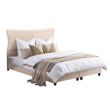 DOUBLE BED NESTOR FK715 BEIGE VELVET FOR MATTRESS 160x200cm.