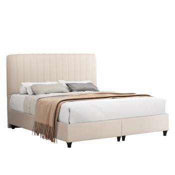 DOUBLE BED LUTHER FK717 BEIGE FABRIC FOR MATTRESS 160x200cm.
