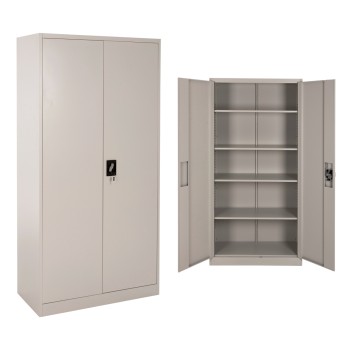 WARDROBE METALLIC FK5959.01 2-LEAF WITH 5 STORAGE SPACES LIGHT GREY 90Χ40Χ180Hcm.
