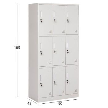LOCKER METALLIC MALMOE FK5636.11 9 CABINETS WITH KEY LOCKS IN LIGHT GREY 90x45x185Hcm. LOCKER METALLIC MALMOE FK5636.11 9 CABINETS WITH KEY LOCKS IN LIGHT GREY 90x45x185Hcm.
