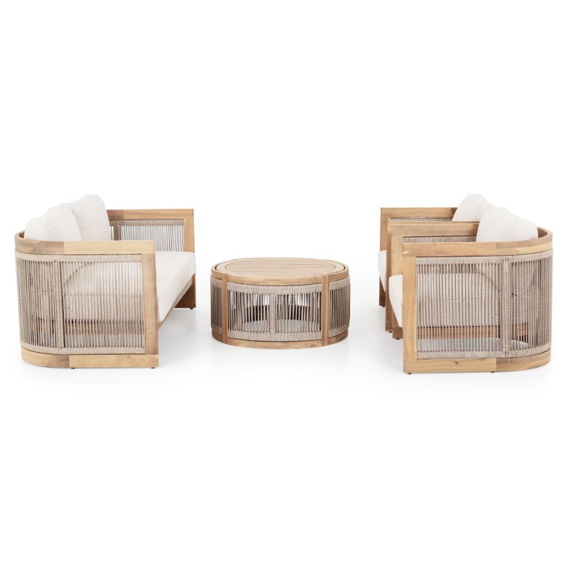 OUTDOOR LOUNGE SET 4PCS ODYSSEY FK6264 ACACIA WOOD-ROPE-BEIGE FABRIC OUTDOOR LOUNGE SET 4PCS ODYSSEY FK6264 ACACIA WOOD-ROPE-BEIGE FABRIC