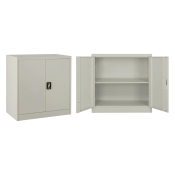 WARDROBE METAL FK5960.01 WITH 2 STORAGE SPACES LIGHT GREY 90Χ40Χ90Hcm.
