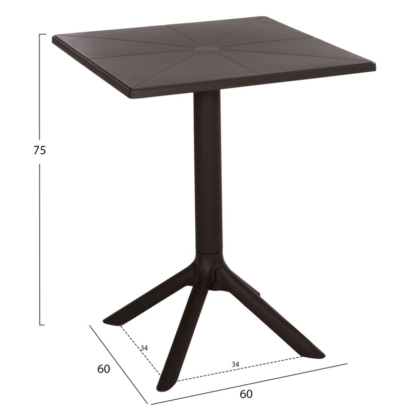 SQUARE POLYPROPYLENE TABLE TERRIN FK6125.13 BROWN 60x60x75Hcm.