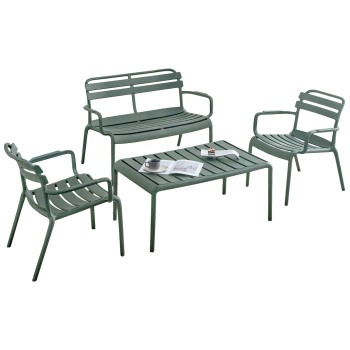 OUTDOOR LOUNGE SET 4PCS KORVER FK21096.04 POLYPROPYLENE IN DARK OLIVE GREEN OUTDOOR LOUNGE SET 4PCS KORVER FK21096.04 POLYPROPYLENE IN DARK OLIVE GREEN