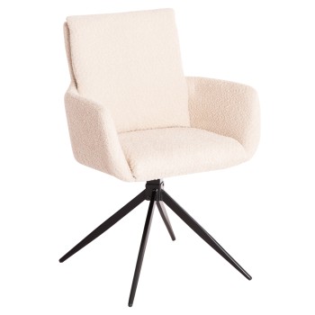 DINING ARMCHAIR SWIVEL BLANS FK9942.07 BEIGE BOUCLE FABRIC-METAL LEGS 62x60x90Hcm.