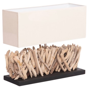 TABLE LAMP RECTANGULAR TWIGGY FK4434 DRIFTWOOD & WHITE CAP 56x16.5x43Hcm.