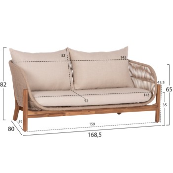 OUTDOOR LOUNGE 2-SEATER SOFA SANJI FK6220 ACACIA WOOD-ALUMINUM-ROPE 168.5x80x82Hcm. OUTDOOR LOUNGE 2-SEATER SOFA SANJI FK6220 ACACIA WOOD-ALUMINUM-ROPE 168.5x80x82Hcm.