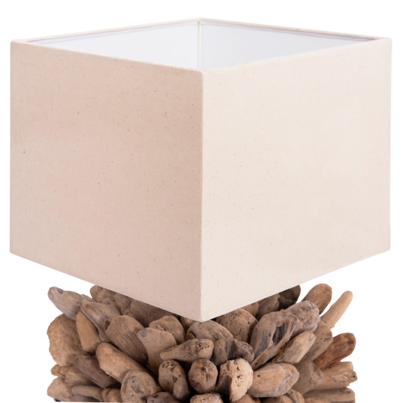 TABLE LAMP CUBE SHAPE TWIGGY FK4425 DRIFTWOOD & WHITE CAP 24x24x46Hcm. TABLE LAMP CUBE SHAPE TWIGGY FK4425 DRIFTWOOD & WHITE CAP 24x24x46Hcm.