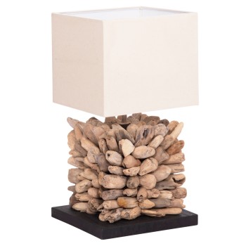 TABLE LAMP CUBE SHAPE TWIGGY FK4425 DRIFTWOOD & WHITE CAP 24x24x46Hcm.