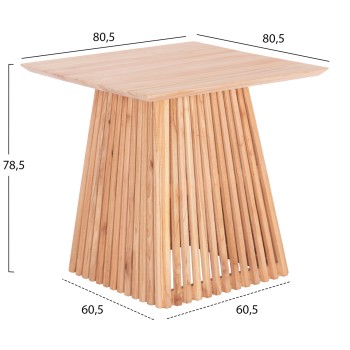 DINING TABLE SQUARE FRANTZ FK9458.01 SOLID MINDI WOOD 80,5x80,5x78,5Hcm