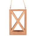 DECORATIVE TABLE LANTERN FOR CANDLES FENT FK4581 TEAK WOOD IN NATURAL 20x20x30-58Hcm.