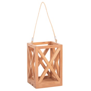 DECORATIVE TABLE LANTERN FOR CANDLES FENT FK4581 TEAK WOOD IN NATURAL 20x20x30-58Hcm.