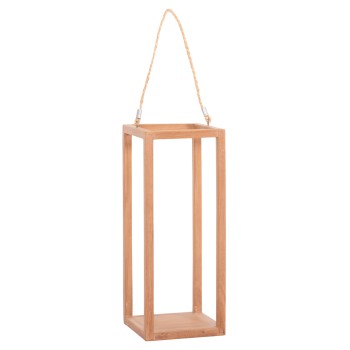 DECORATIVE TABLE LANTERN FOR CANDLES FENT FK4582 TEAK WOOD IN NATURAL 20x20x50-80Hcm.