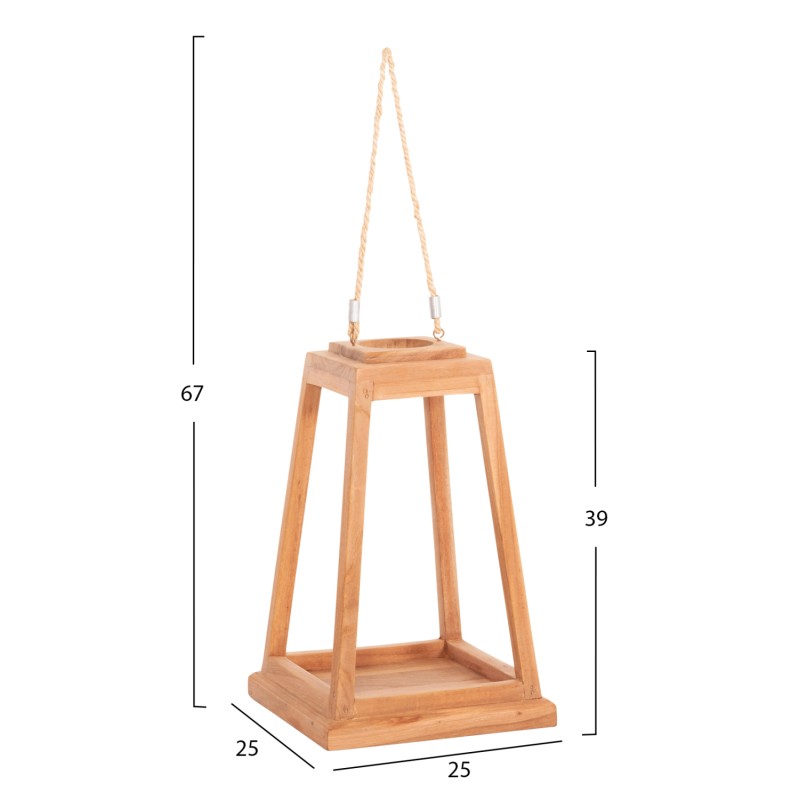 DECORATIVE TABLE LANTERN FOR CANDLES RAMI FK4584 TEAK WOOD IN NATURAL 25x25x39-67Hcm. DECORATIVE TABLE LANTERN FOR CANDLES RAMI FK4584 TEAK WOOD IN NATURAL 25x25x39-67Hcm.