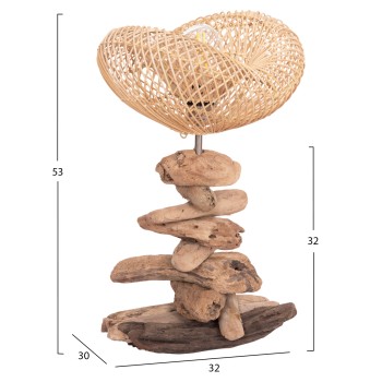 DECORATIVE TABLE LAMP IVAR FK4431 DRIFTWOOD & RATTAN 32x30x53Hcm.