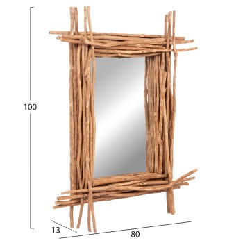 WALL MIRROR TWIGGER FK4442 DRIFTWOOD IN NATURAL COLOR 80x15x100Hcm.